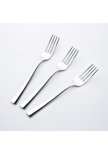 Nehir Deniz Sade 12' Li Tatlı Çatalı Gümüş