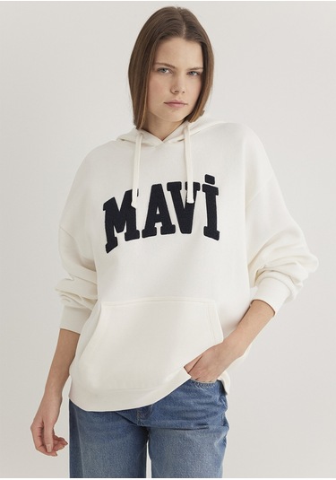 Mavi Logo Sweatshırt Hindistan Cevizi
