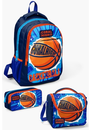 Coral High Kids Lacivert Mavi Basketbol Desenli 3 Lü Okul Çanta Seti Set0114405