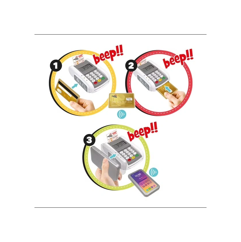 Pilli Işıklı Sesli Elektronik Oyuncak Pos Cihazı Seti Evcilik Market Oyuncağı