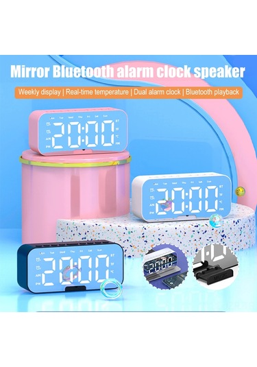 Geeroyoo Beyaz Taşınabilir Bluetooth Hoparlör - Dijital Saat, Fm Radyo, Tf Kart Desteği, Usb Şarjlı Ev Ve Dışarı Kullanımı