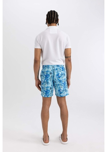 Defacto Regular Fit Desenli File Astarlı Kısa Boy Deniz Şortu B7631AX24HSTR111