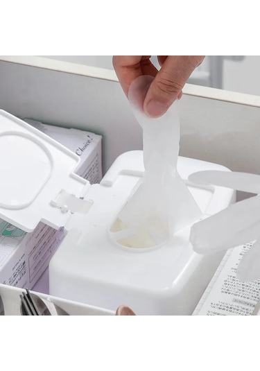 Islak Mendil Çantası 1 Adet-ıslak Mendil Islak Mendil Dağıtıcı Taşınabilir Doku Kutusu Pamuklu Çubuk Saklama Kutusu Araba Ev Ofis Masaüstü Organizatör