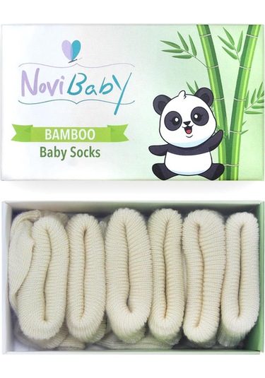 Novibaby 3'lü Bambu Yenidoğan Bebek Çorabı I Ecru I 0-6 ay "Karışık Renkli"
