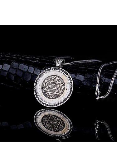 Hz Sleyman Mührü Model Madalyon Gümüş Kolye