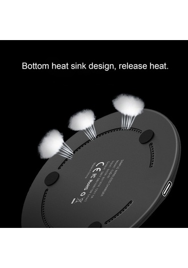 Sandwich Siyah 15w Tip-c Kablosuz Şarj Cihazı - Hızlı Ve İnce Dairesel Tasarım