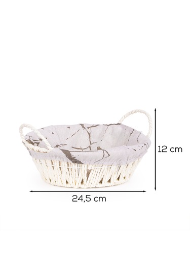 Porsima Mio-020 Hasır Görünümlü Yuvarlak Ekmek Sepeti Beyaz