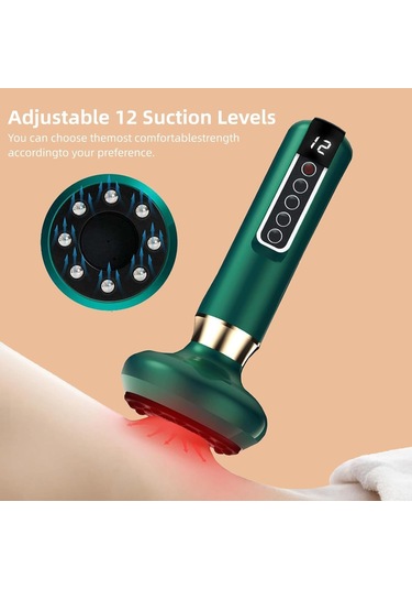 Geeksen 12 Hız Şarjlı El Tipi Vakumlu Masaj Aleti - Derin Kas Rahatlatma Yeşil
