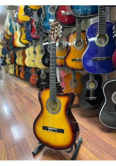 Longa Sunburst 4/4 Tam Boy Kesik Kasa Klasik Gitar Kılıf Pena Dahil