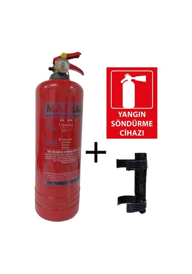 Mapeks Yangın Tüpü 2 KG + Plastik Aparatı ve Yangın Tüpü Levhası Set