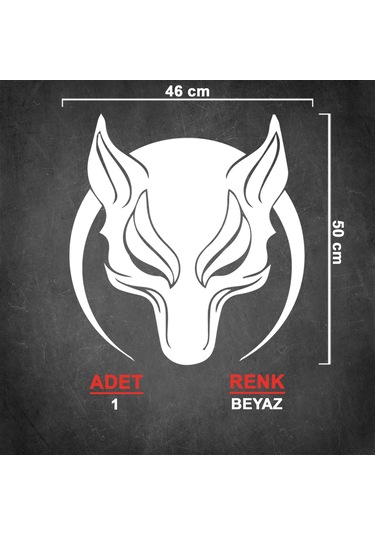 Börü Sticker - Kurt Sticker - Oto Sticker - 46cmx50cm - Beyaz