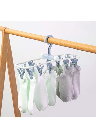 2'li Çamaşır Kurutma Makinesi İçin Askılı Giysi Askıları, Katlanabilir Çorap Ve İç Çamaşırı Askıları - Nordic Blue Ve Pink B Diğer