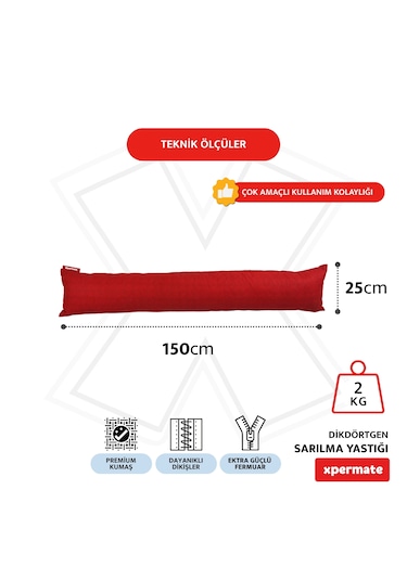 Xpermate Sarılma Yastığı, Bacak Arası Yastığı Dikdörtgen Kırmızı