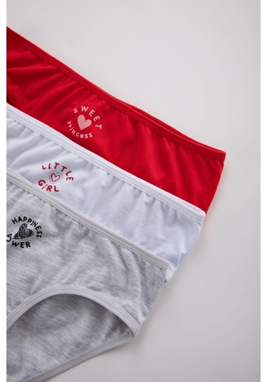 DeFacto Kız Çocuk 3'lü Slip Külot B5194A823WNWT34 DeFacto Kız Çocuk 3'lü Slip Külot B5194A823WNWT34