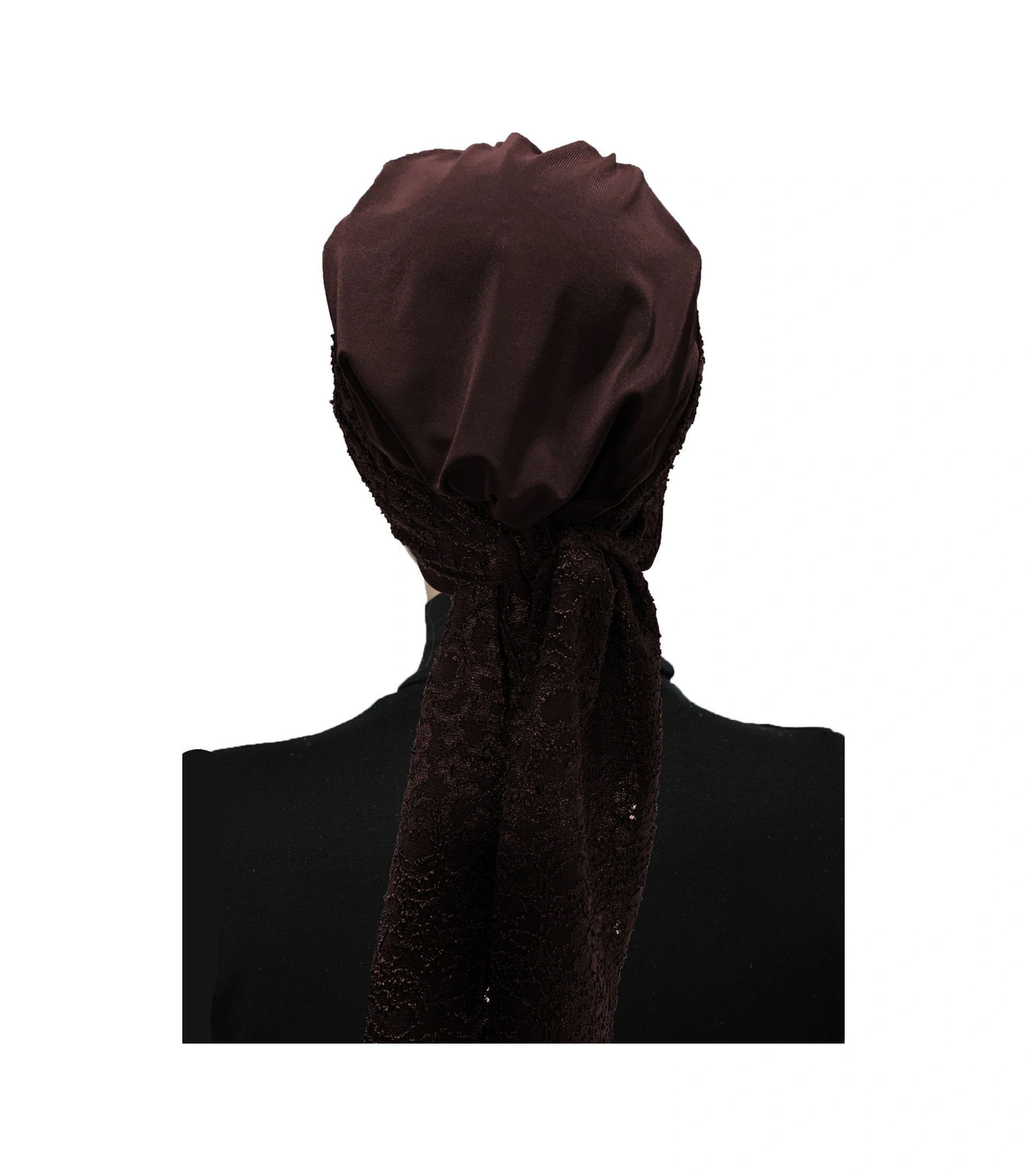 Dantel Bandana Kahve Hazır Türban Tesettür Bone Kahve