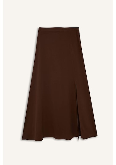 Defacto A Kesim Normal Bel Keten Karışımlı Maxi Etek E6024ax25smbn226 Kahve