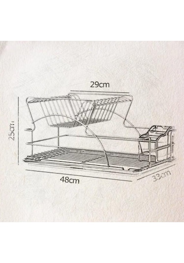 Geseus Home İki Katlı Tabaklık Bulaşıklık Krom Şeffaf Kb009 Krom