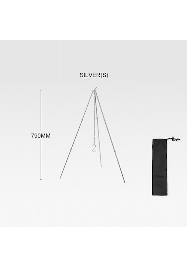 Ayrılabilir Açık Kamp Ateşi Tripod Şenlik Ateşi Raf,l-gümüş Gümüş Gümüş