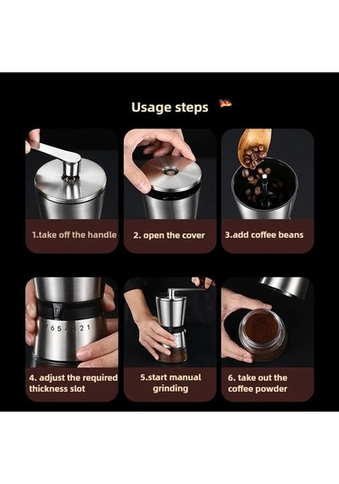 Trendooze El Çalıştırmalı Kahve Öğütücü - Siyah, Kompakt Tasarım Siyah