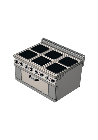 Karacasan Endüstriyel 900 Seri Dolaplı 120 Cm 6 Gözlü Elektrikli Ocaklı Kuzine