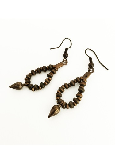 K212 Damla Sallantılı Küpe Yeşil&antik Sarı Kahverengi - Yeşil