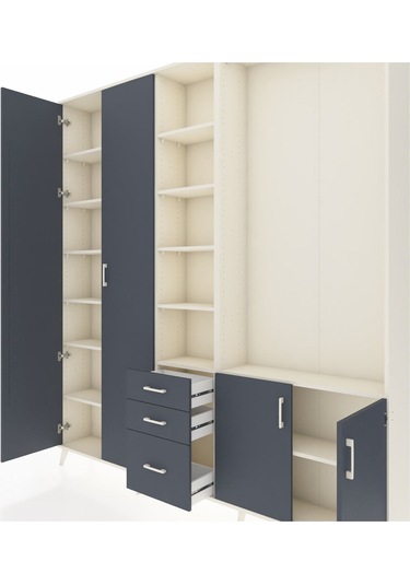 Arges Dolap 13 Raflı 3 Çekmeceli 4 Kapaklı 220x30x243 Aytaşı-antrasit/antrasit Antrasıt/antrasıt