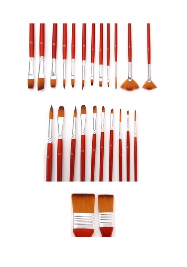 Kırmızı 24 Parçalı Profesyonel Sanat Fırça Seti Yağlıboya Akrilik