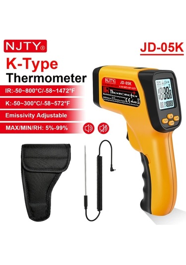 Topshop1 Njty Jd-05k Kızılötesi Termometre Temassız Sıcaklık Ölçümü 50-800c K Tipi Termokupl Endüstriyel Otomotiv