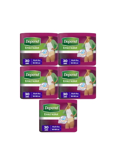 Depend Emici Külot Kadın Hasta Bezi Büyük Boy 5 x 30'Lu