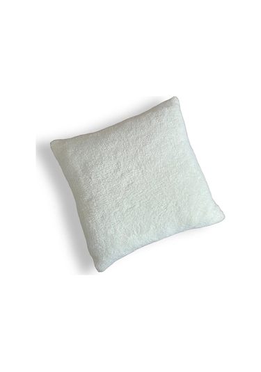Peluş Çift Taraflı Dekoratif Kırlent Kılıfı 43x43 Cm Krem