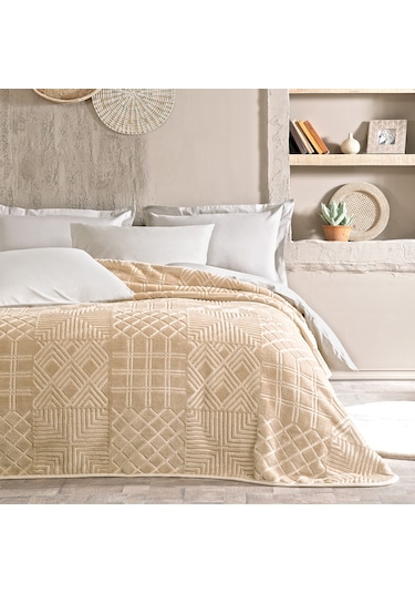 Yataş Bedding Nova Çift Kişilik Emboss Battaniye - Bej