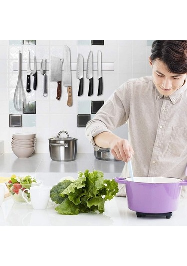 Pazly 20 İnç Paslanmaz Çelik Manyetik Bıçak Şeridi, Duvara Monte Mutfak Bıçakları Barı Gümüş