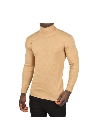 Deepsea Erkek Camel Zigzag Desenli Tam Balıkçı Yaka Dar Kesim Boğazlı Triko Kazak 2505497 Camel Deepsea Erkek Camel Zigzag Desenli Tam Balıkçı Yaka Dar Kesim Boğazlı Triko Kazak 2505497 Camel
