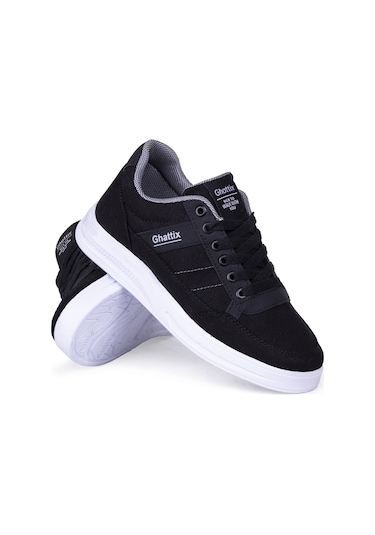 Ghattix Erkek Keten Sneaker Yazlık Mevsimlik Ayakkabı Siyah