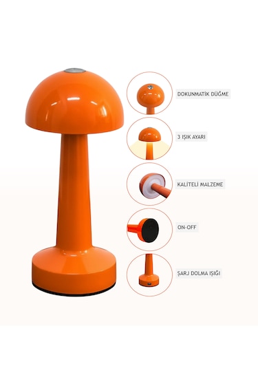 Zenlight Mantar Masa Lambası Turuncu