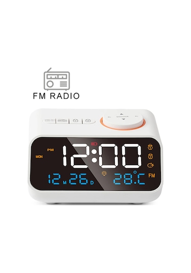 Zilinn Mordern Fm Radyo Başucu Uyandırma İçin Led Çalar Saat. Sıcaklık Termometresi Nem Higrometresi İle Dijital Masa Takvimi. Beyaz-89 Çok Renki