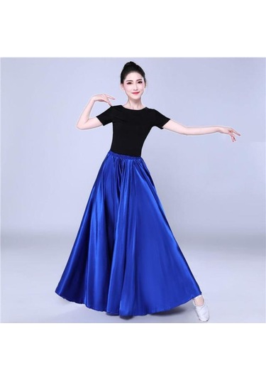 Lacivert 360 Derece Saten Etek Oryantal Dans Kadın Çingene Uzun Etekler Dansçı Uygulama Giyim Çeşitli Katı Mor Altın Dans Eteği Lacivert