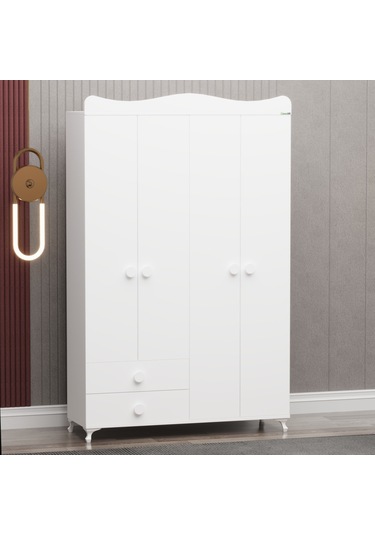 Garaj Home Yıldız 4 Kapaklı 2 Çekmeceli Dolap - Beyaz