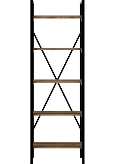 Ceramicaltr Siyah Sakramento Metal Kitaplık 5 Raflı - 60X180 Cm