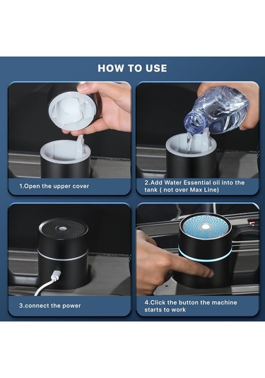 Suofeng Araba İçin Usb Hava Temizleyici Buharlandırabici Siyah 5v Portavasoya Uyumlu