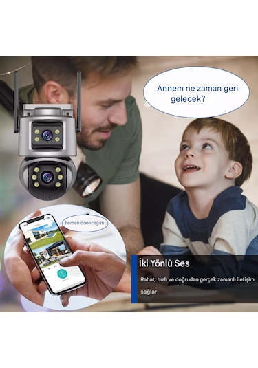 Ip Wıfı Kablosuz Kamera Dış Mekan Cctv Ptz Akıllı Ev Çift Lens