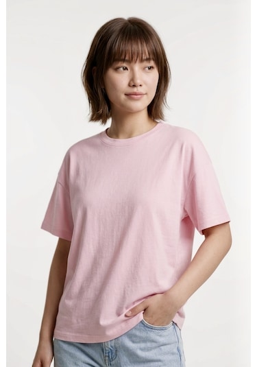 Hoxie Unisex Pembe Oversize Tişört - Minimal Tokyo Tipografi Baskılı