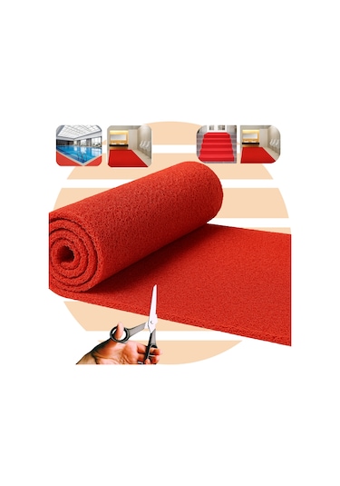 Beylin Kıvırcık Pvc Paspas Dış Zemin Halı Yolluk Kırmızı 100x600 Kırmızı