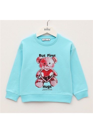 Wanex Kız Çocuk Uzun Kol Kalın Sweatshirt - 32681 Turkuaz