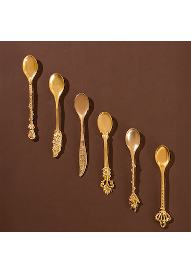 Porsima 004 6'lı Gold Çay Kaşığı Seti Çay Kaşığı