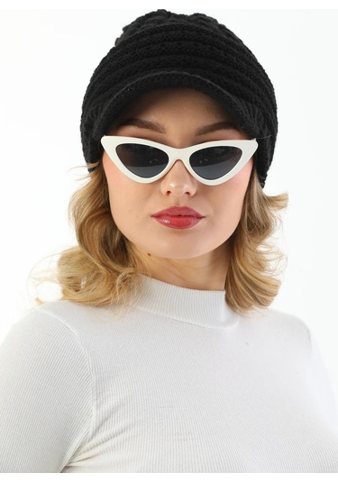 Siperli Çift Kat Siyah Triko Örme Bere Siyah