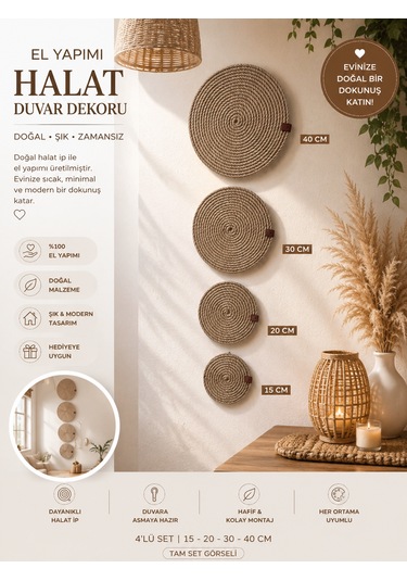 Bohem Ve Afrikan Tarzı Duvar Dekoru Halat Ip Etnik Tarz 4lü Set 04