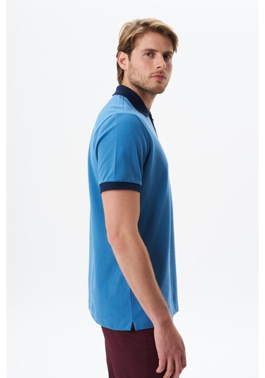 Arma Erkek Regular Fit Basic % 100 Pamuk Pike Fermuarlı Polo Yaka Tişört Y29374354302 Mavi