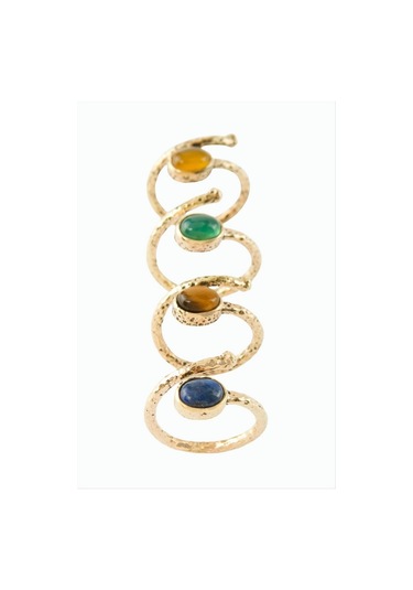 Oval Doğaltaşlı Otantik Yüzük - Lapis N145 Çok Renkli