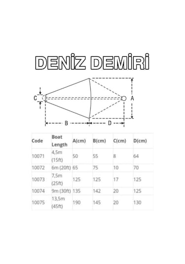 Tekne Çapası. Paraşüt Çapa Fırtına Çapası. Yerli Üretim No:1 50X55 CM